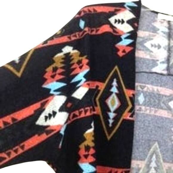 Painted Threads Open Front Black Orange Aztec Cardigan - Picture 12 of 12